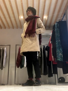 「UNDERCOVER（アンダーカバー）のアイテム（トレンチコート）」を使った、yst(不定期)さん（メンズ・172cm）の冬コーディネート