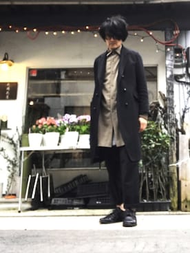 「UNDERCOVER（アンダーカバー）のアイテム（チェスターコート）」を使った、yst(不定期)さん（メンズ・172cm）の冬コーディネート
