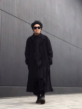 「Yohji Yamamoto POUR HOMME（ヨウジヤマモトプールオム）のアイテム（ステンカラーコート）」を使った、yst(不定期)さん（メンズ・172cm）の秋コーディネート