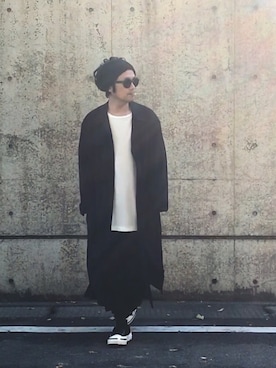「Yohji Yamamoto POUR HOMME（ヨウジヤマモトプールオム）のアイテム（ステンカラーコート）」を使った、yst(不定期)さん（メンズ・172cm）の秋コーディネート