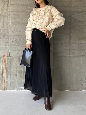 「Ameri（アメリ）のアイテム（スカート）」を使った、maiさん（レディース・154cm）の冬コーディネート