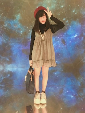 「MONKI（モンキ）のアイテム（ジャージ）」を使った、あめさん（レディース・159cm）の冬コーディネート