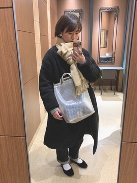 「SVEC（シュベック）のカンフーシューズ kung fu Shoes / ストラップパンプス（バレエシューズ）」を使った、chachaさん（レディース・156cm）の冬コーディネート