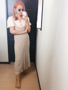 「フレアスリーブ」｜「アイテム（セットアップ）」を使った、カジマリさん（レディース・162cm）の秋コーディネート