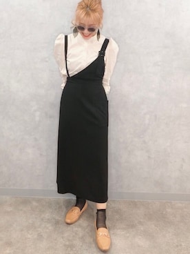 「サロペットスカート」｜「アイテム（パンツ）」を使った、カジマリさん（レディース・162cm）の秋コーディネート