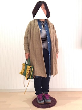 「Arnold Palmer（アーノルドパーマー）のアイテム（シャツワンピース）」を使った、はななさん（レディース・150cm）の冬コーディネート