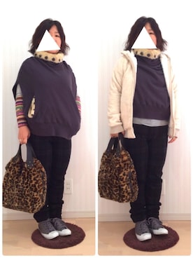 「NEEDLE WORK SOON（ニードルワークスーン）のアイテム」を使った、はななさん（レディース・150cm）の冬コーディネート