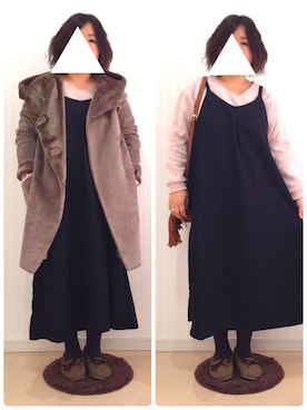「URBAN RESEARCH（アーバンリサーチ）のアイテム（ムートンコート）」を使った、はななさん（レディース・150cm）の冬コーディネート