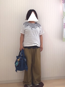 「アイテム（タンクトップ、ブルー系）」を使った、はななさん（レディース・150cm）の夏コーディネート