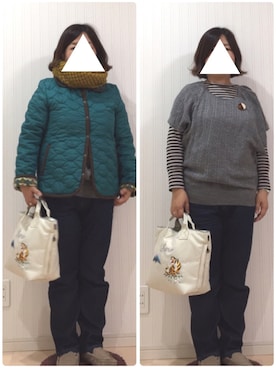 「Jocomomola（ホコモモラ）のアイテム（ジャケット/アウター）」を使った、はななさん（レディース・150cm）の秋コーディネート