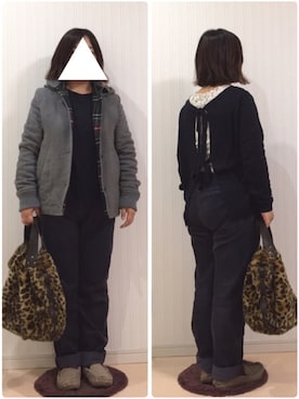 「スリッポン」｜「アイテム（ピーコート）」を使った、はななさん（レディース・150cm）の冬コーディネート