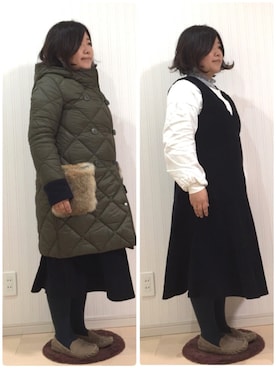 「niko and...（ニコアンド）のアイテム（クラッチバッグ）」を使った、はななさん（レディース・150cm）の冬コーディネート