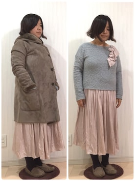 「URBAN RESEARCH（アーバンリサーチ）のアイテム（ムートンコート）」を使った、はななさん（レディース・150cm）の冬コーディネート
