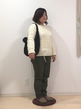 「seaside freeride（シーサイドフリーライド）のアイテム」を使った、はななさん（レディース・150cm）の冬コーディネート