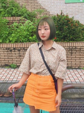 「PULL&BEAR（プルアンドベア）のアイテム（スカート）」を使った、小夏さん（レディース・155cm）の夏コーディネート