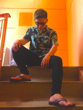 「Abercrombie&Fitch（アバークロンビーアンドフィッチ）のアイテム（シューズ）」を使った、hiroさん（メンズ・165cm）の夏コーディネート