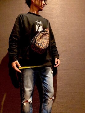 「kith」｜「アイテム（スウェット）」を使った、ninja-kingさん（メンズ・169cm）の冬コーディネート