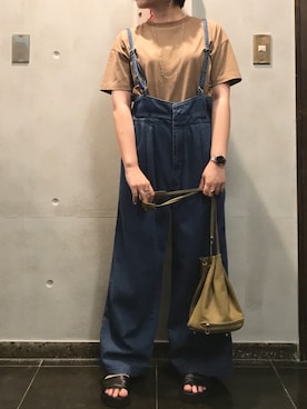 「Antgauge（アントゲージ）のアイテム（オールインワン・サロペット）」を使った、angyさん（レディース・156cm）の夏コーディネート
