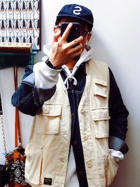 「staple（ステイプル）のアイテム」を使った、ONGONGWUさん（メンズ・177cm）の冬コーディネート