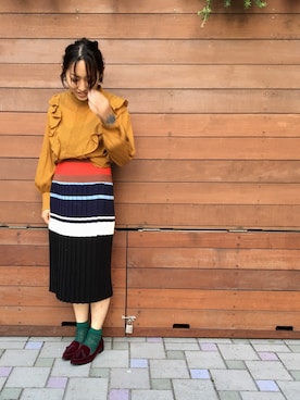 「STUDIOUS SELECT（ステュディオスセレクト）のアイテム（トップス）」を使った、テラダアイリさん（レディース・163cm）の秋コーディネート