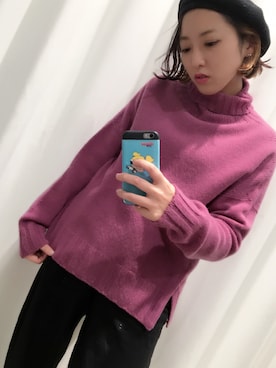 「STUDIOUS BLUE（ストゥディオスブルー）のアイテム（ニット/セーター）」を使った、テラダアイリさん（レディース・163cm）の秋コーディネート
