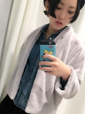 「STUDIOUS（ステュディオス）のアイテム（ノーカラージャケット）」を使った、テラダアイリさん（レディース・163cm）の秋コーディネート