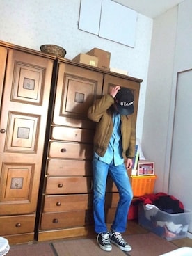 「Stampd' LA（スタンプドエルエー）のアイテム（キャップ）」を使った、MM.Hさん（メンズ・173cm）の冬コーディネート