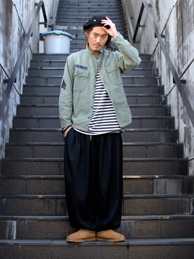 「SASQUATCHfabrix.（サスクワァッチファブリックス）のアイテム」を使った、MANYさん（メンズ・175cm）の冬コーディネート