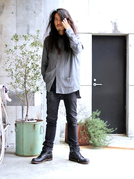 「LABRAT（ラブラット）のアイテム（パンツ）」を使った、MANYさん（メンズ・175cm）の冬コーディネート