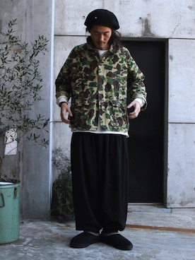 「SASQUATCHfabrix.（サスクワァッチファブリックス）のアイテム（デニムパンツ）」を使った、MANYさん（メンズ・175cm）の冬コーディネート