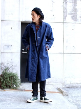 「LABRAT（ラブラット）のアイテム（パンツ）」を使った、MANYさん（メンズ・175cm）の冬コーディネート