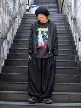 「SASQUATCHfabrix.（サスクワァッチファブリックス）のアイテム（デニムパンツ）」を使った、MANYさん（メンズ・175cm）の春コーディネート