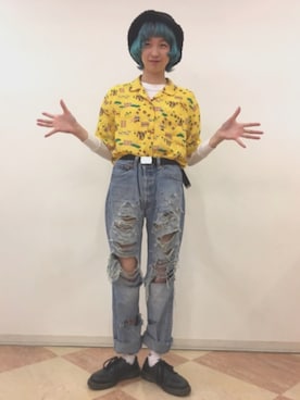 「ロールアップ」｜「アイテム（その他トップス）」を使った、えのき🍄さん（レディース・166cm）の春コーディネート