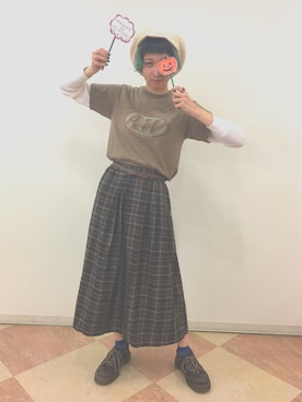 「ハロウィン」｜「アイテム（キャスケット）」を使った、えのき🍄さん（レディース・166cm）の秋コーディネート