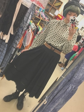 「白タイツ」｜「アイテム（ハンチング/ベレー帽）」を使った、えのき🍄さん（レディース・167cm）の春コーディネート