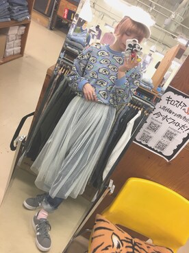 「BUBBLES（バブルス）のアイテム（帽子）」を使った、えのき🍄さん（レディース・167cm）の春コーディネート