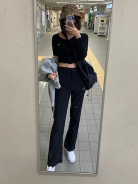 「アイテム（ハット、ブラウン系）」を使った、miuさん（レディース・166cm）の秋コーディネート