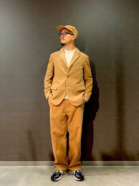 「JUNRED（ジュンレッド）のアイテム（キャップ）」を使った、タニさん（メンズ・180cm）の秋コーディネート