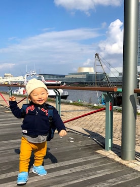 「一歳男の子」｜あさしさん（キッズ・70cm）の春コーディネート