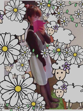 「PAGEBOY（ページボーイ）のアイテム（ニット/セーター、ブラック系）」を使った、でかマイさん（レディース・160cm）の冬コーディネート