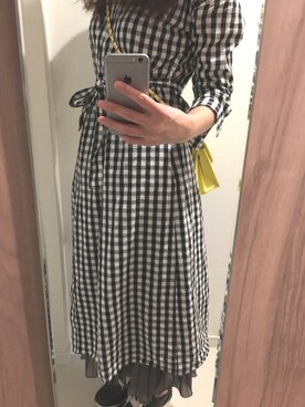 「AMERI」｜「アイテム（シャツワンピース）」を使った、reiさん（レディース・169cm）の春コーディネート