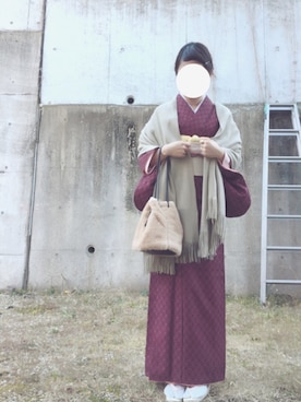 「アイテム（浴衣）」を使った、ふかみさん（レディース・158cm・20代）の冬コーディネート