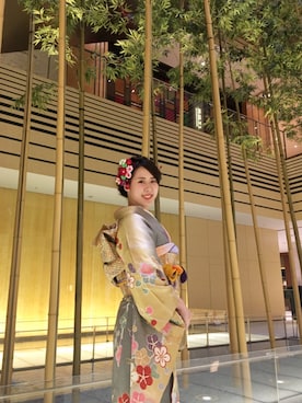 「きもの」｜「アイテム（その他）」を使った、taohuaさん（レディース・167cm）の冬コーディネート