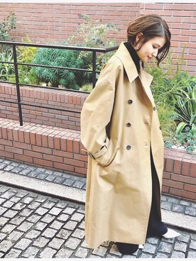 「Curensology（カレンソロジー）のアイテム（トレンチコート）」を使った、i_am_hrkさん（レディース・157cm）の冬コーディネート
