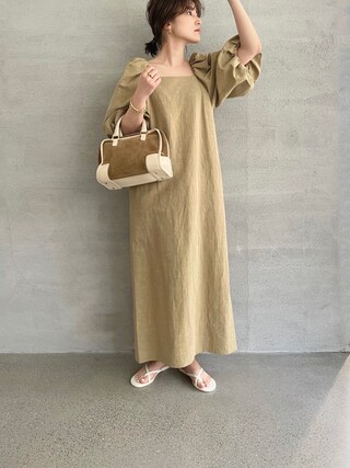 カレンソロジー コットンリネンパフワンピース Curensology(カレンソロジー)/コットンリネンパフワンピースを使った