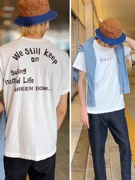 「アイテム（ハット、ブラウン系）」を使った、AKKIIさん（メンズ・182cm）の夏コーディネート