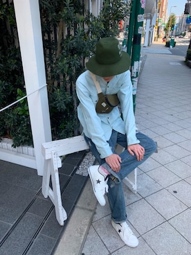 「CONVERSE（コンバース）のCONVERSE コンバース ONE STAR(A) 32340280 OX *WHITE/BLACK （スニーカー）」を使った、AKKIIさん（メンズ・182cm）の春コーディネート