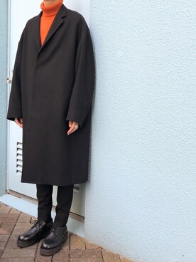 「LAD MUSICIAN（ラッドミュージシャン）のアイテム（チェスターコート）」を使った、takutoさん（メンズ・171cm）の冬コーディネート