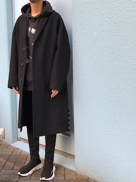 「LAD MUSICIAN（ラッドミュージシャン）のアイテム（チェスターコート）」を使った、takutoさん（メンズ・171cm）の冬コーディネート