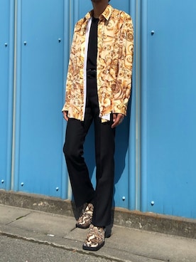 「MARTINE ROSE（マーティンローズ）のアイテム（ローファー）」を使った、takutoさん（メンズ・171cm）の夏コーディネート